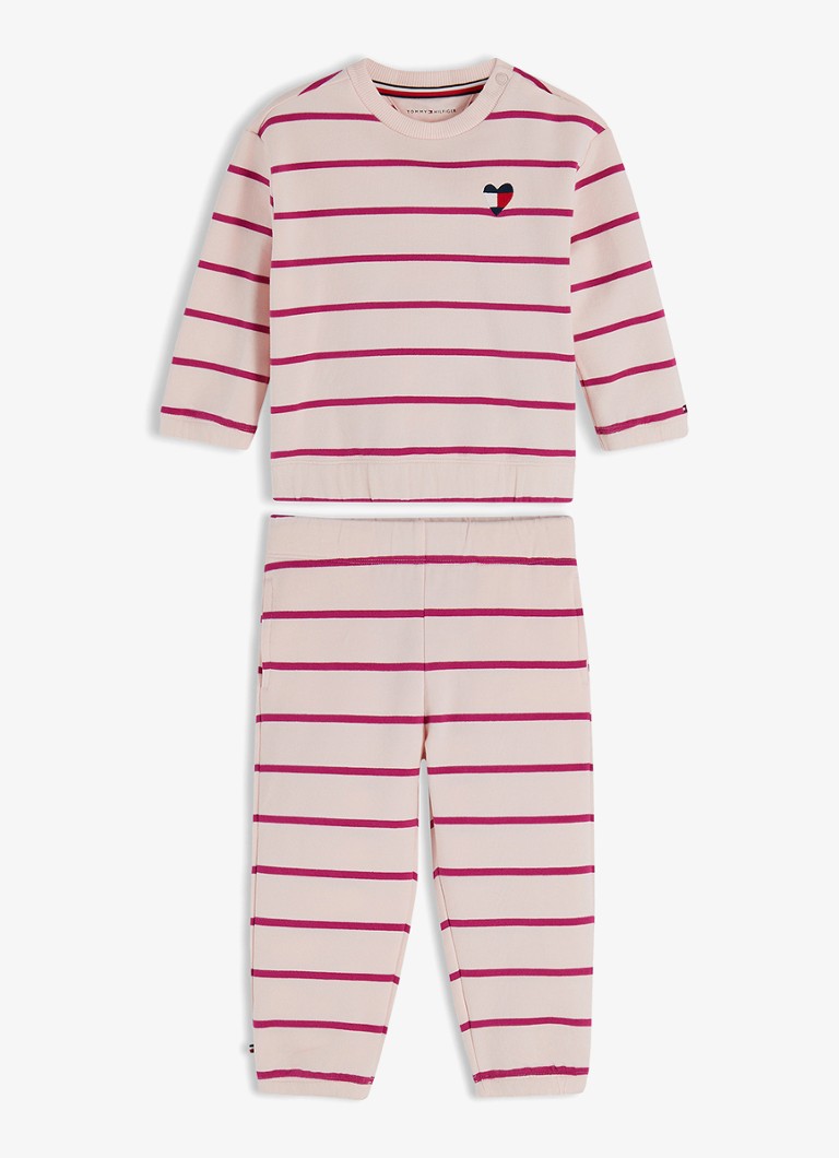 Tommy Hilfiger Meisjes Set van sweater en joggingbroek met streepprint 2-delig in de kleur Roze