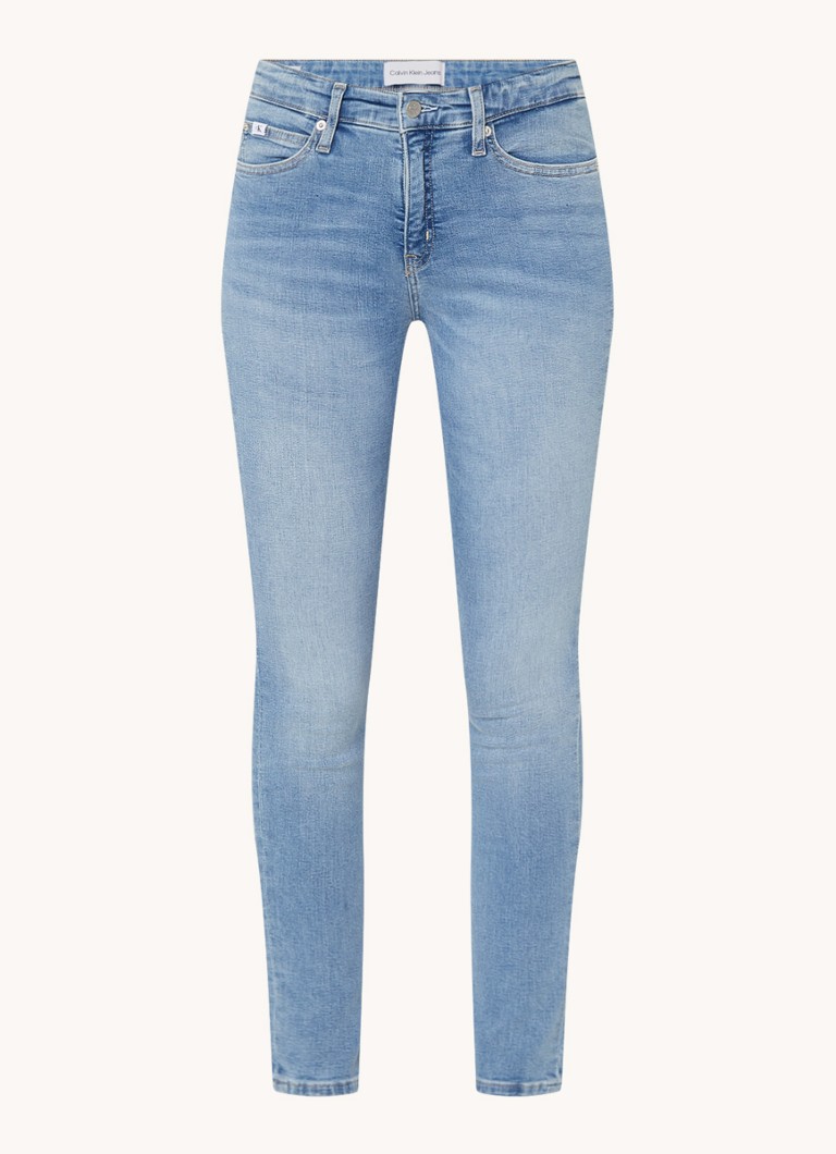 Calvin Klein Dames Mid waist skinny jeans met lichte wassing in de kleur Indigo