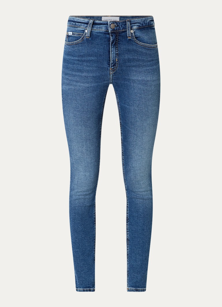 Calvin Klein Dames Mid waist skinny jeans met medium wassing in de kleur Indigo