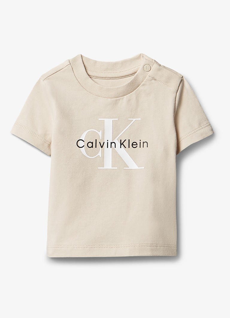Calvin Klein Meisjes T-shirt met logo in de kleur Beige