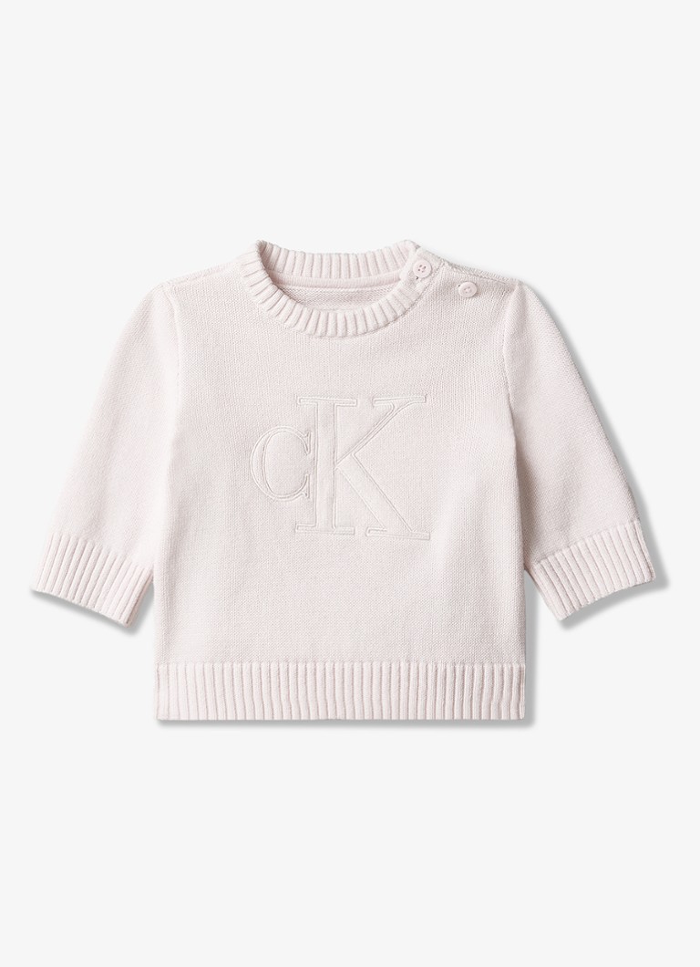 Calvin Klein Meisjes Fijngebreide trui met logoborduring in de kleur Lichtroze
