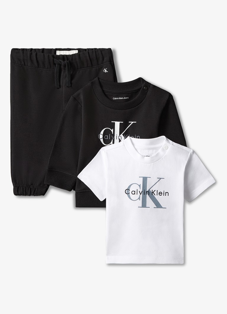 Calvin Klein Meisjes Set van joggingbroek met trui en T-shirt in giftbox 2-delig in de kleur Zwart