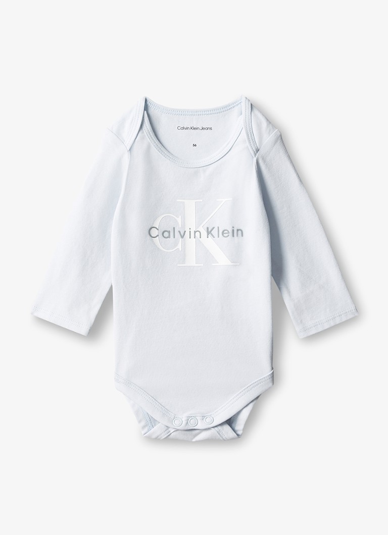Calvin Klein Meisjes Romper met logoprint in de kleur Lichtblauw