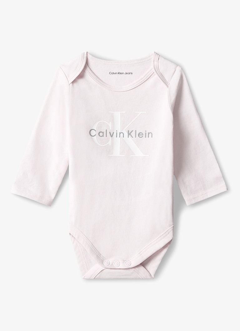 Calvin Klein Meisjes Romper met logoprint in de kleur Lichtroze