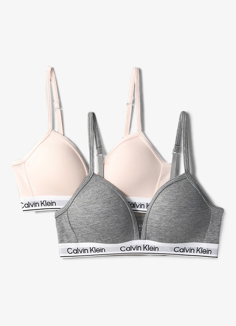 Calvin Klein Meisjes Modern bralette in 2-pack in de kleur Grijsmele