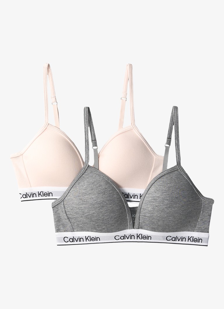 Calvin Klein Meisjes Modern bralette in 2-pack in de kleur Grijsmele
