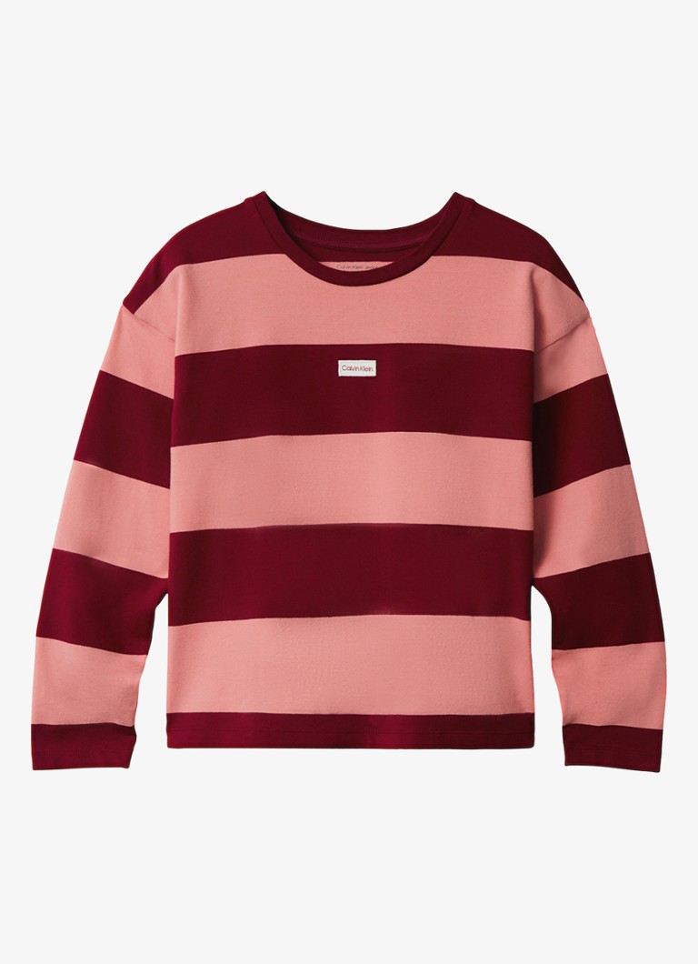 Calvin Klein Meisjes Sweater met streepprint in de kleur Bordeauxrood