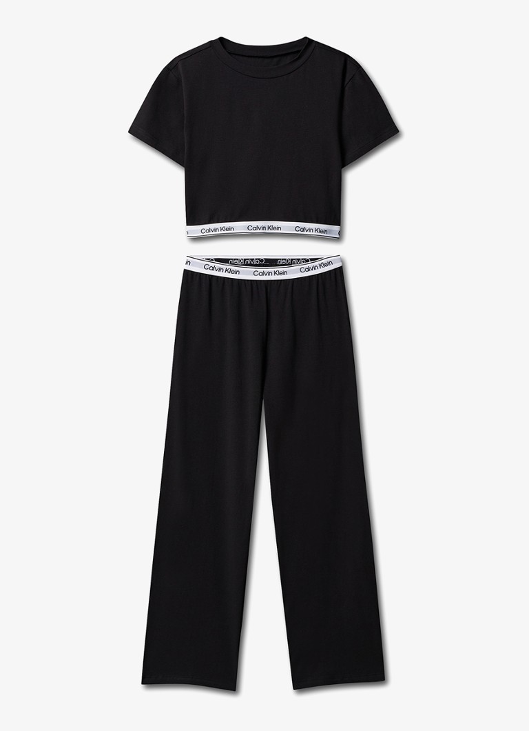 Calvin Klein Meisjes Modern pyjamaset met logoband in de kleur Zwart