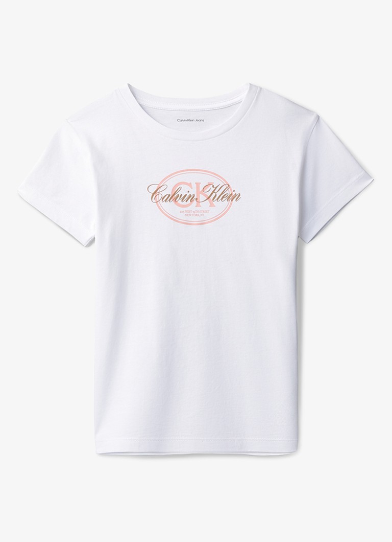 Calvin Klein Meisjes T-shirt met logoprint in de kleur Wit