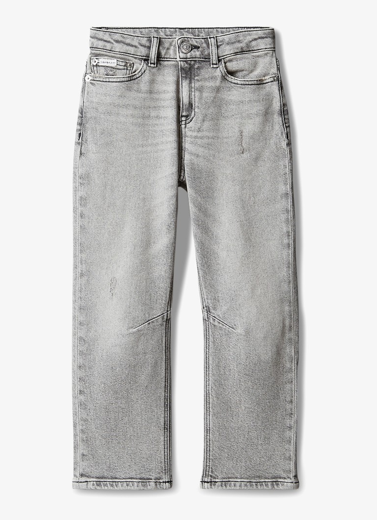 Calvin Klein Meisjes Tapered fit jeans met donkere wassing in de kleur Middengrijs