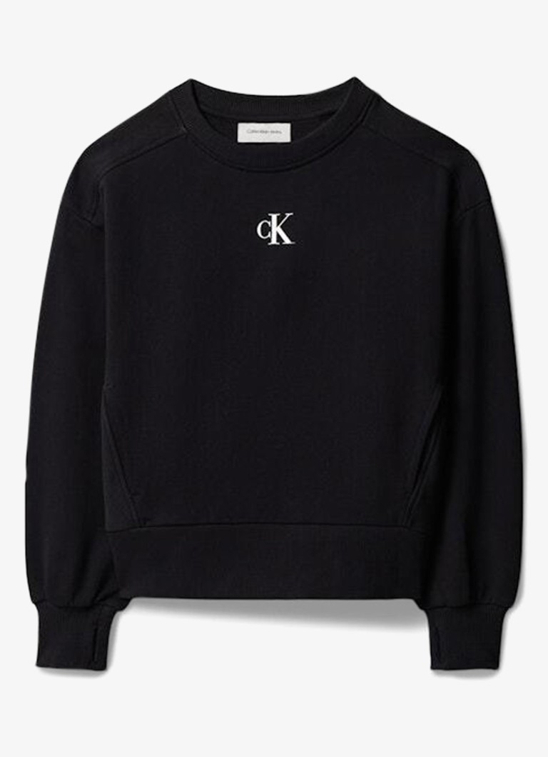 Calvin Klein Sweater met logoborduring in de kleur Zwart