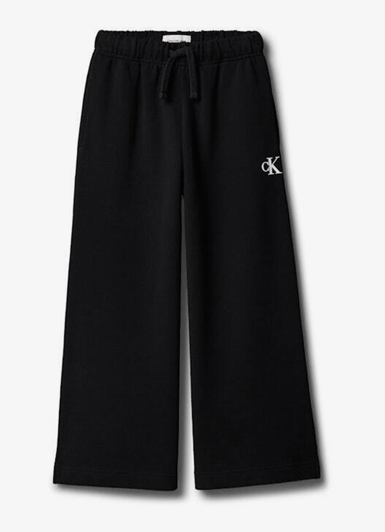Calvin Klein Wide leg joggingbroek met logoborduring in de kleur Zwart