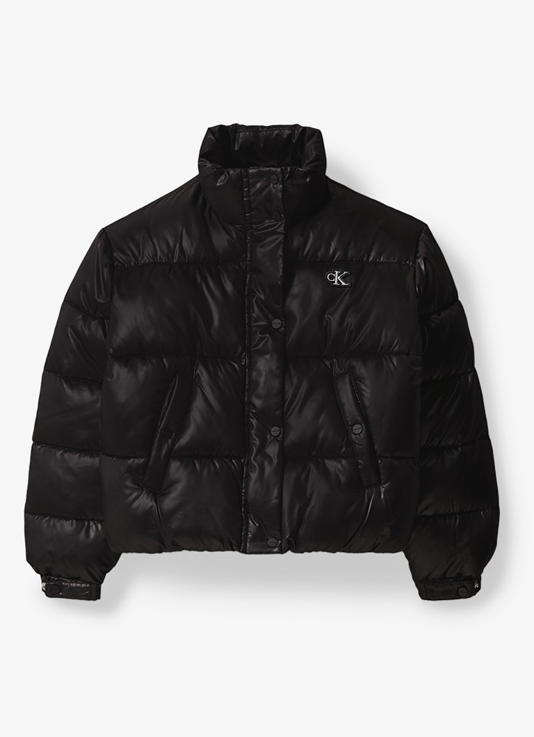 Calvin Klein Meisjes Pufferjas met logo in de kleur Zwart
