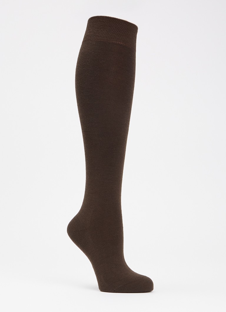 Falke Dames Softmerino kniekousen in wolblend in de kleur Donkerbruin, maat: 35-36