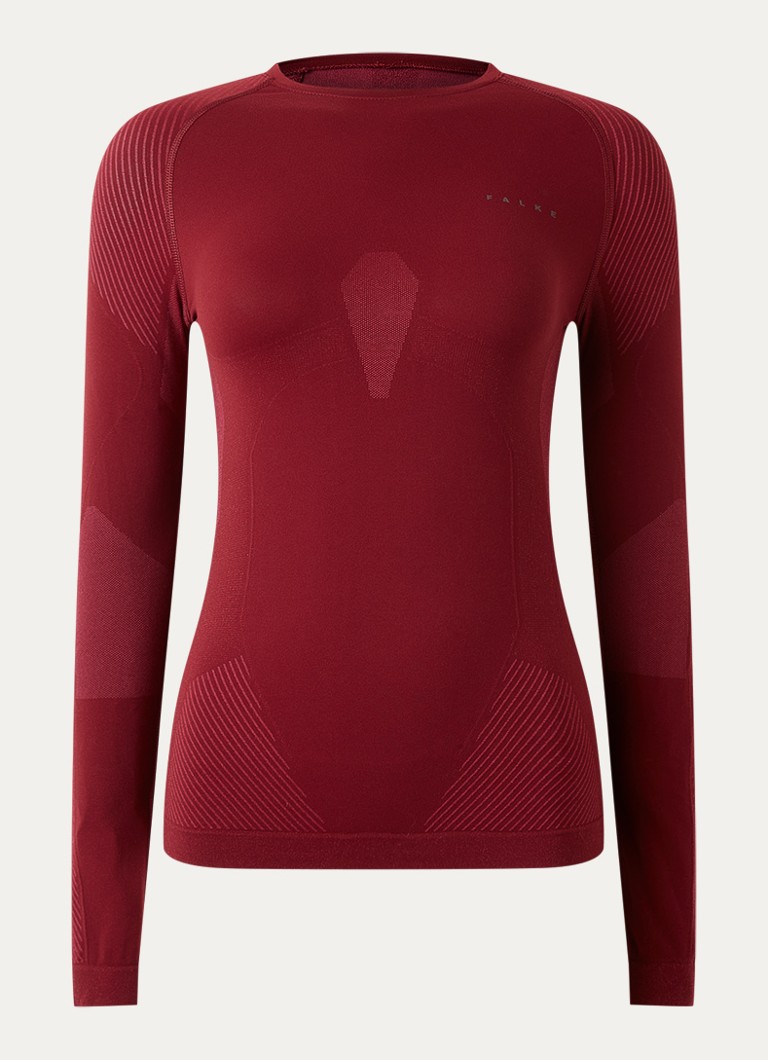 Falke Dames Trainings longsleeve met ronde hals in de kleur Bordeauxrood, maat: XL
