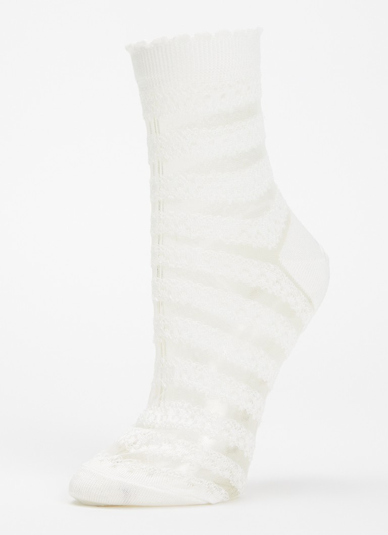 Falke Dames Border Lace sokken in katoenblend in de kleur Wit, maat: 41-42