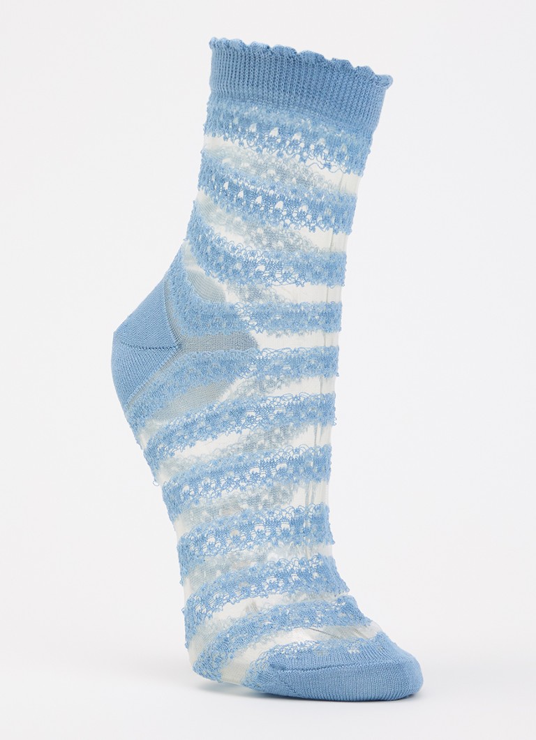 Falke Dames Border Lace sokken in katoenblend in de kleur Blauw, maat: 41-42