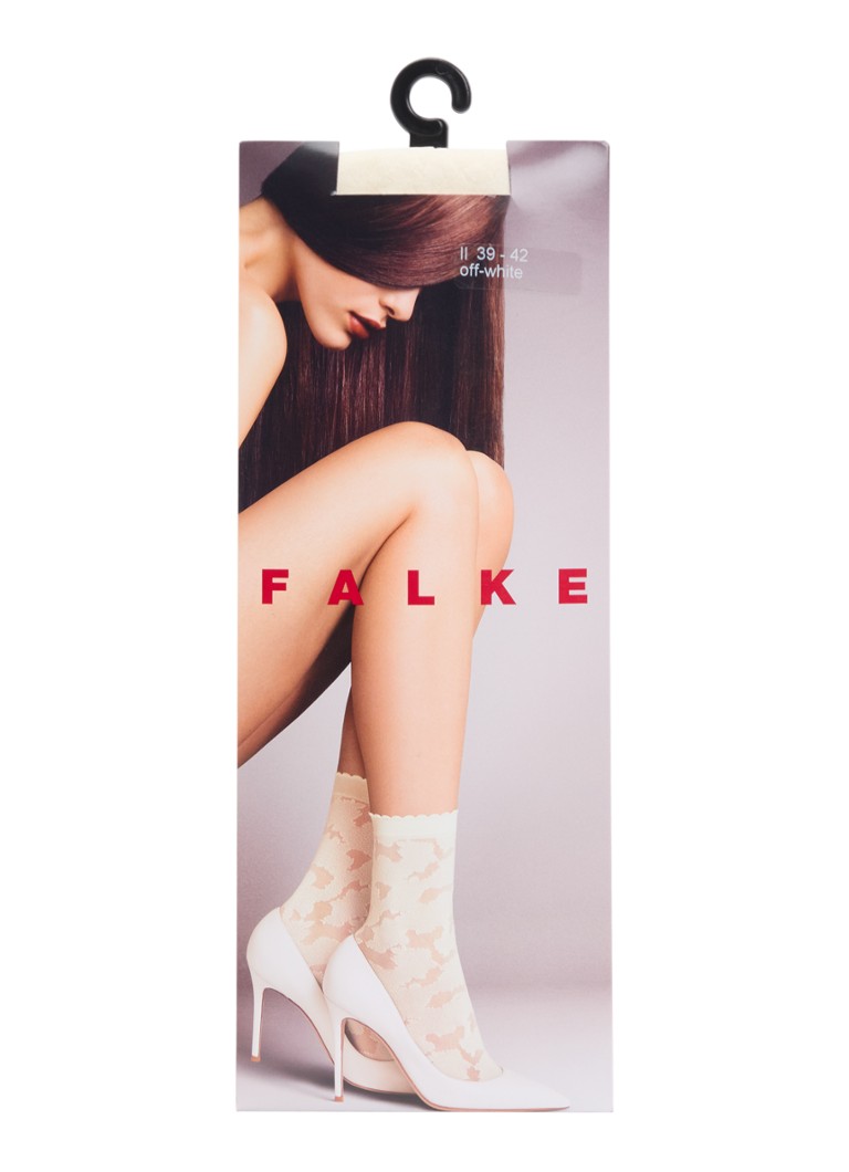 Falke Dames Pantysokken in 20 denier met bloemenprint in de kleur Gebroken wit, maat: 39-42