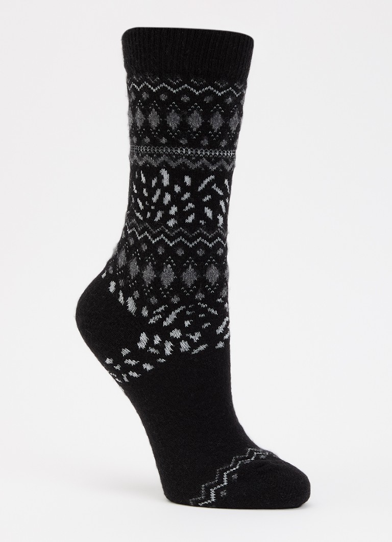 Falke Dames Cosy Wool sokken in kasjmierblend in de kleur Zwart, maat: 35-38