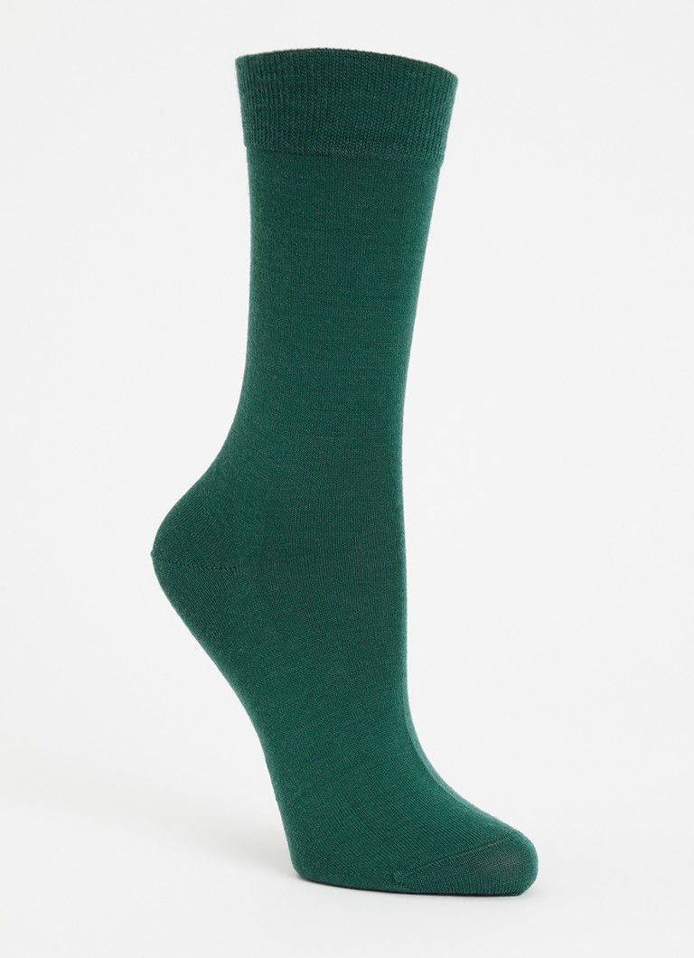 Falke Dames Softmerino sokken in wolblend in de kleur Donkergroen, maat: 35-36