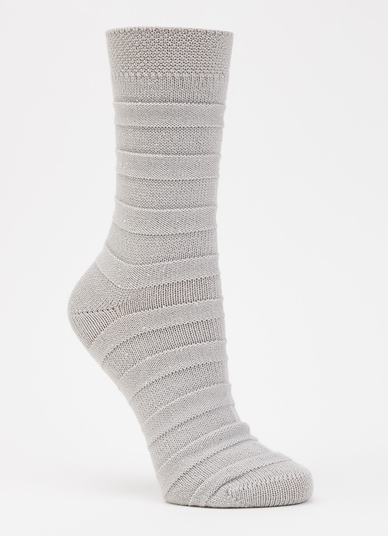 Falke Dames Sparkle Stripes sokken in wolblend in de kleur Grijs, maat: 39-42