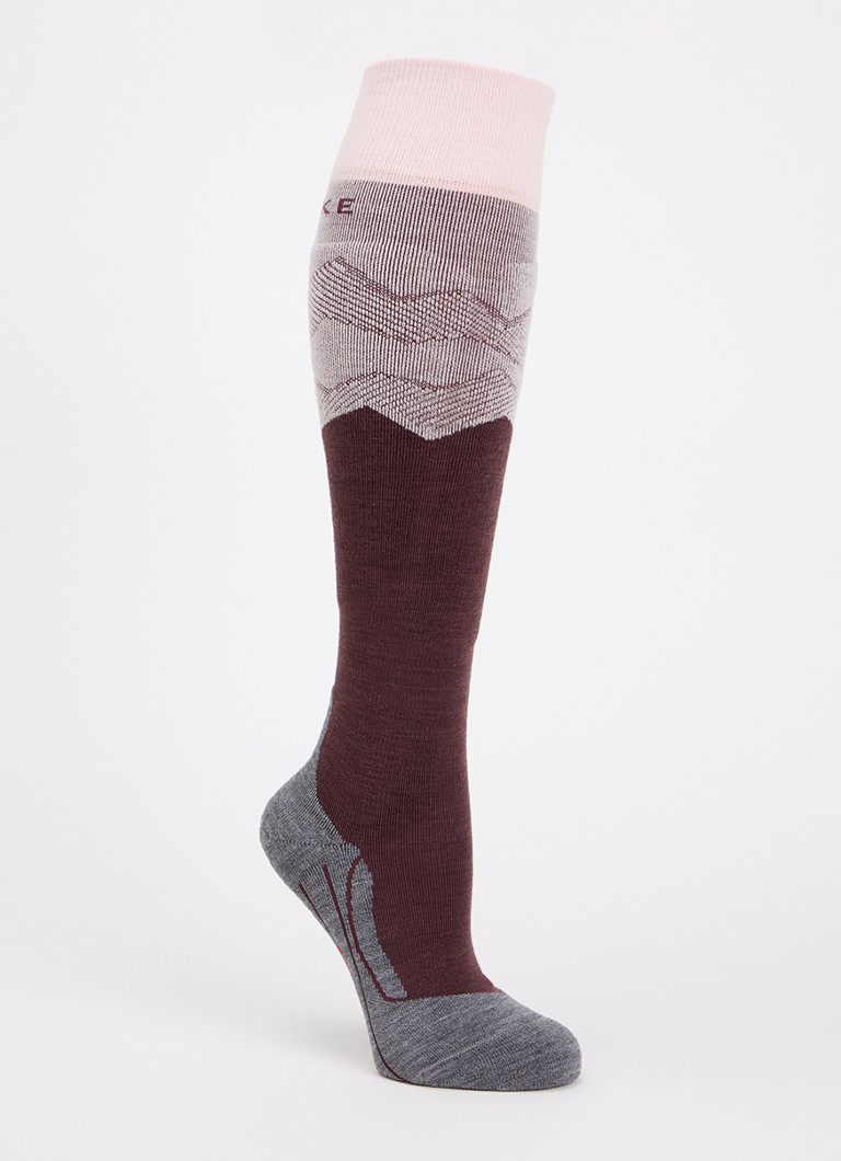 Falke Dames SK4 Advanced skisokken in wolblend in de kleur Bordeauxrood, maat: 39-40