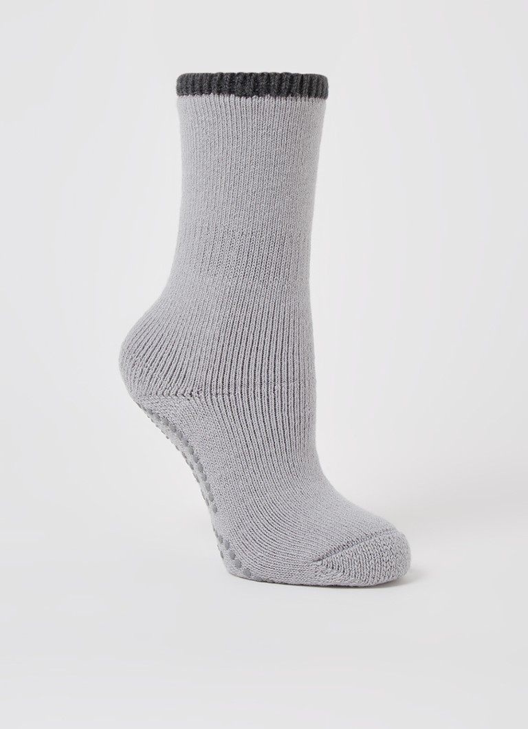 Falke Dames Cuddle Pads sokken in wolblend met anti-slip in de kleur Grijs, maat: 39-42