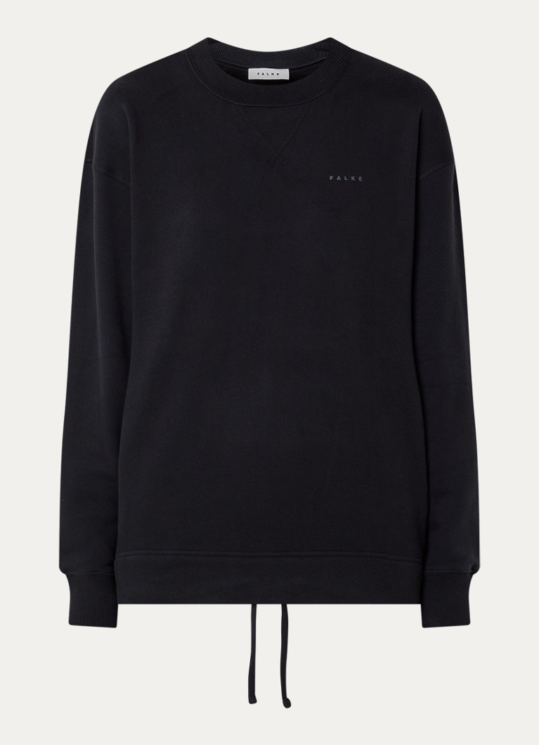 Falke Dames Sweater met logo in de kleur Zwart, maat: XL