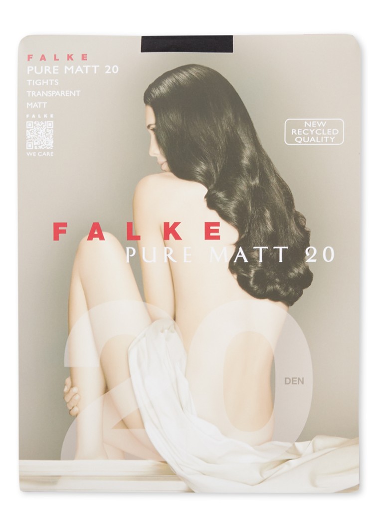 Falke Dames Pure Matt panty in 20 denier in de kleur Zwart, maat: S