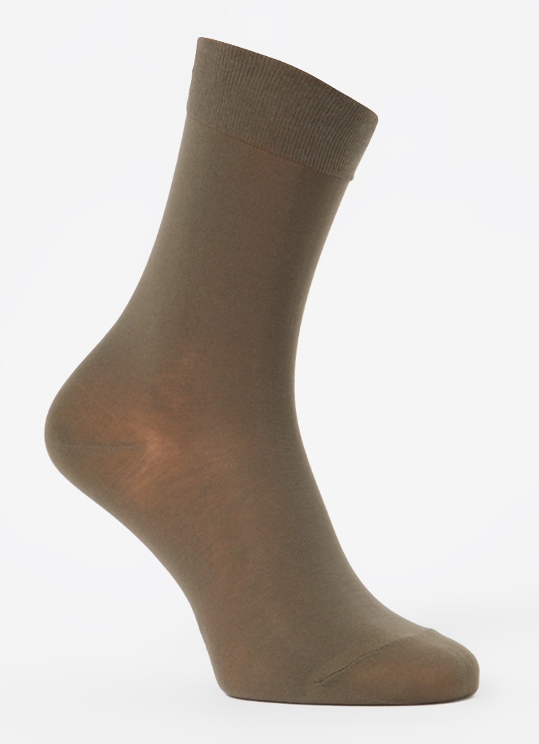 Falke Dames Cotton Touch sokken met logo in de kleur Bronsgroen, maat: 39-42