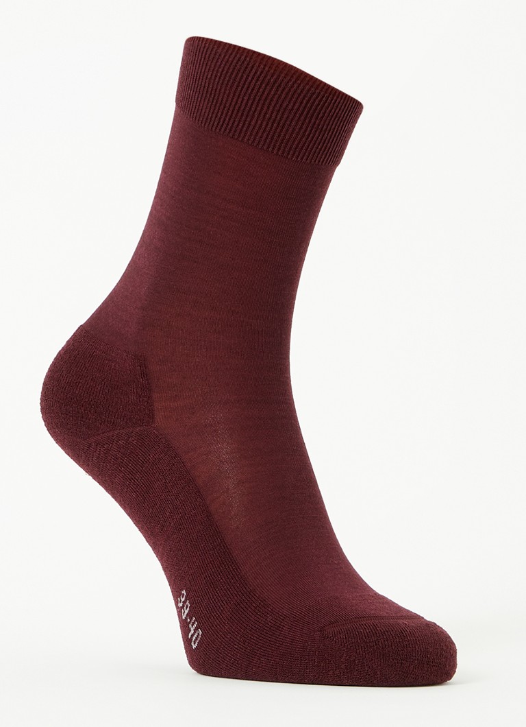 Falke Dames Climawool sokken in scheerwolblend in de kleur Bordeauxrood, maat: 37-38
