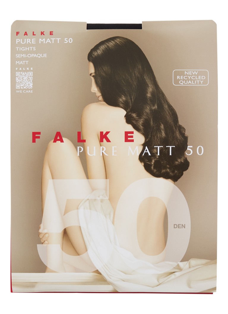Falke Dames Pure Matt panty in 50 denier in de kleur Zwart, maat: S-M