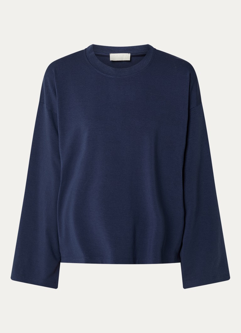 Falke Dames Longsleeve met ronde hals in de kleur Donkerblauw, maat: M/L