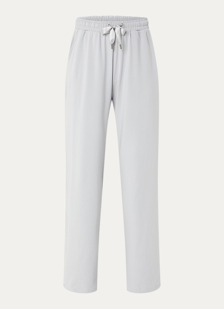 Falke Dames Leisure high waist wide fit broek met steekzakken in de kleur Lichtgrijs, maat: L