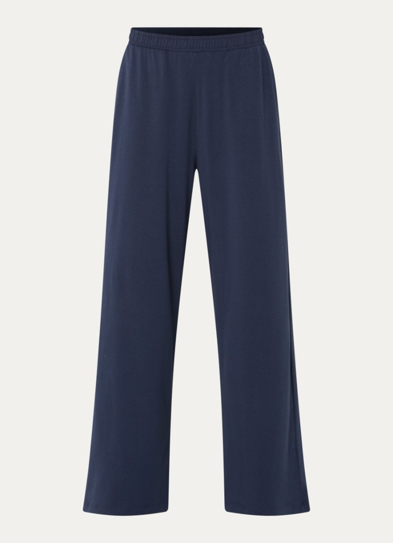 Falke Dames High waist straight fit loungebroek in de kleur Blauw, maat: XXL