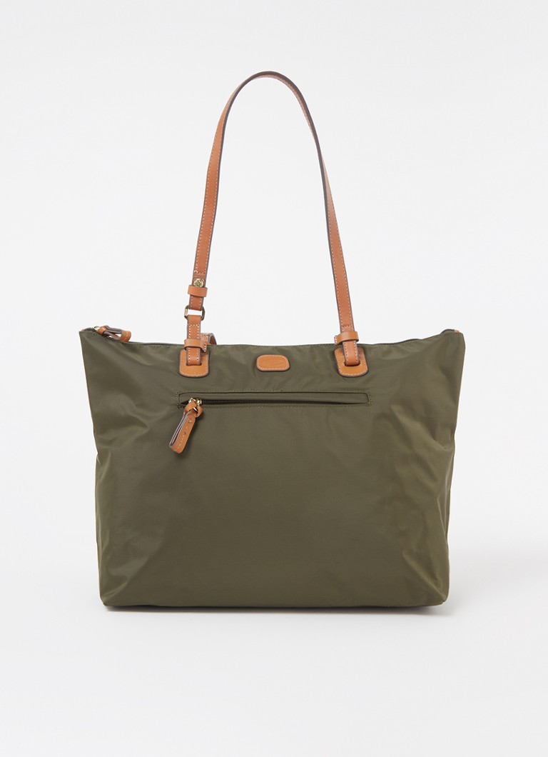 Bric's Dames Shopper met leren details en uitneembaar etui in de kleur Bronsgroen, maat: 33x36x17