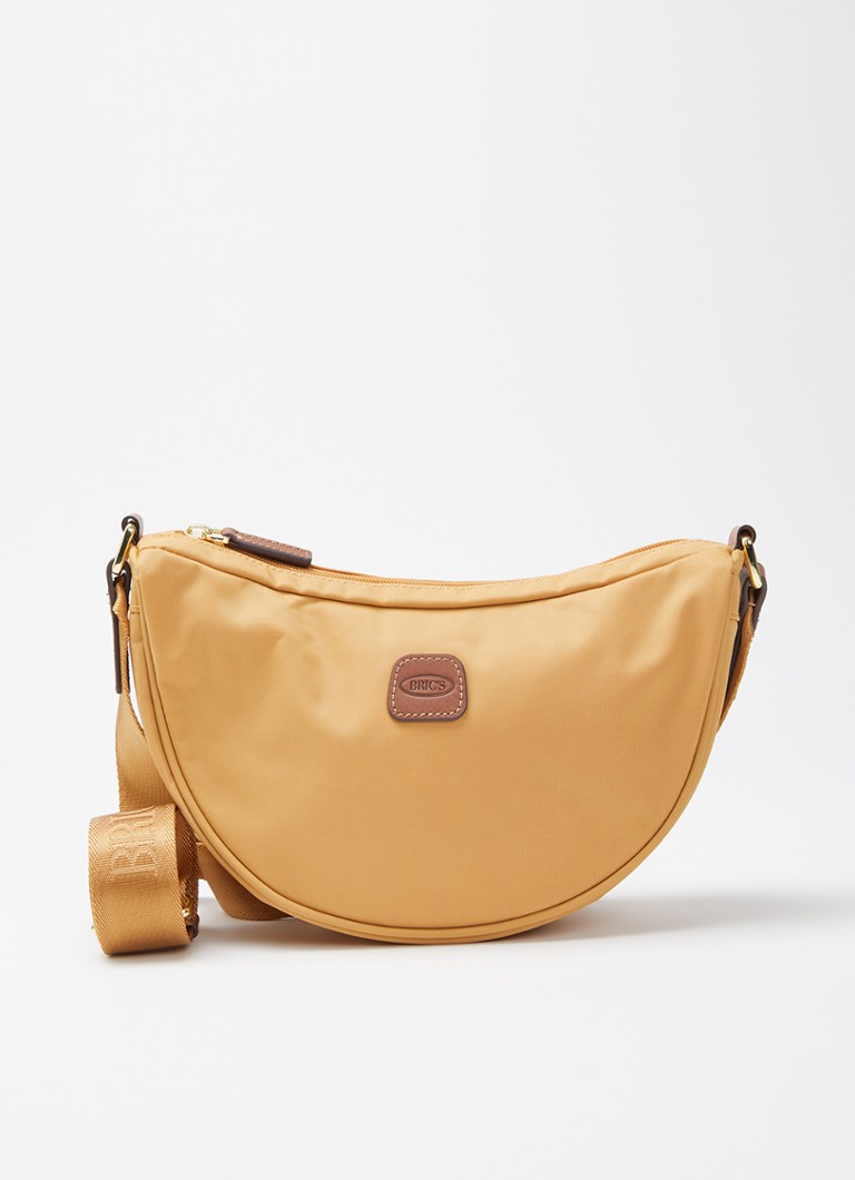 Bric's Dames Halfmoon Small crossbodytas met logo in de kleur Okergeel, maat: 28x10x15