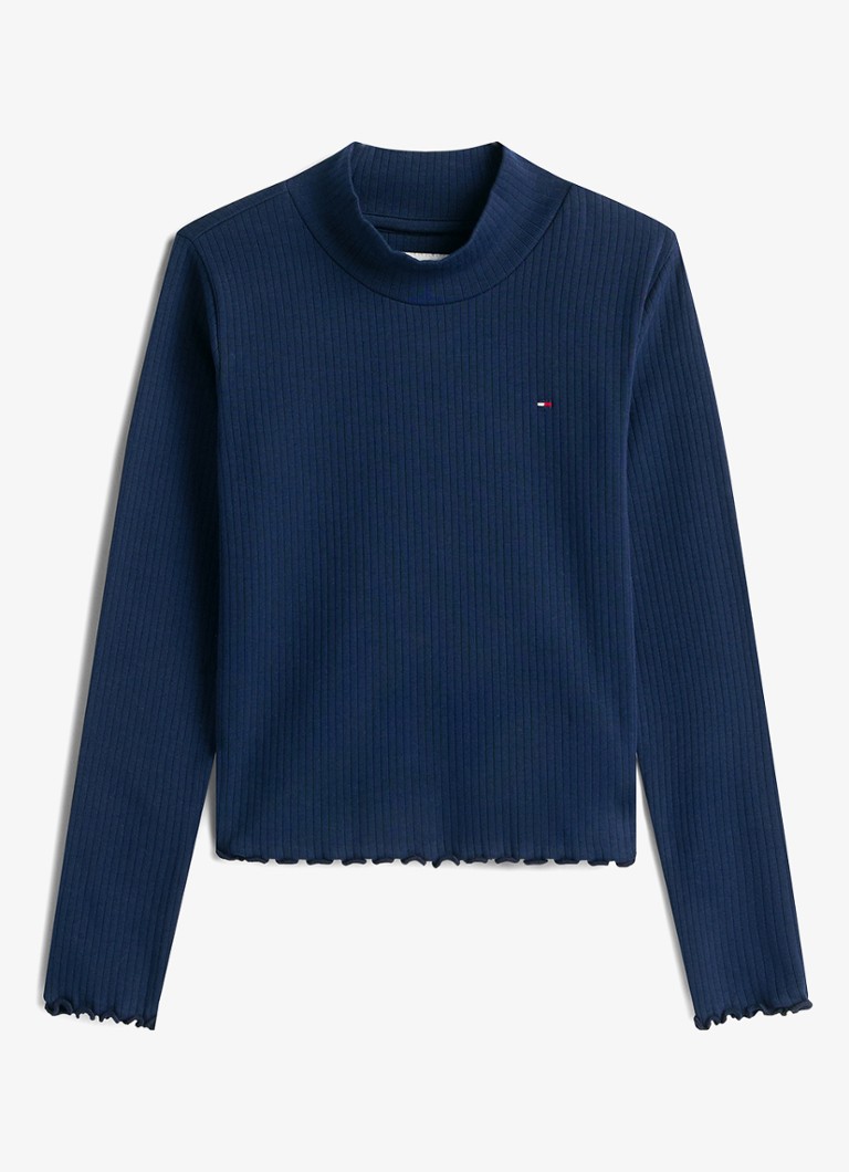 Tommy Hilfiger Meisjes Longsleeve top met logoborduring in de kleur Donkerblauw