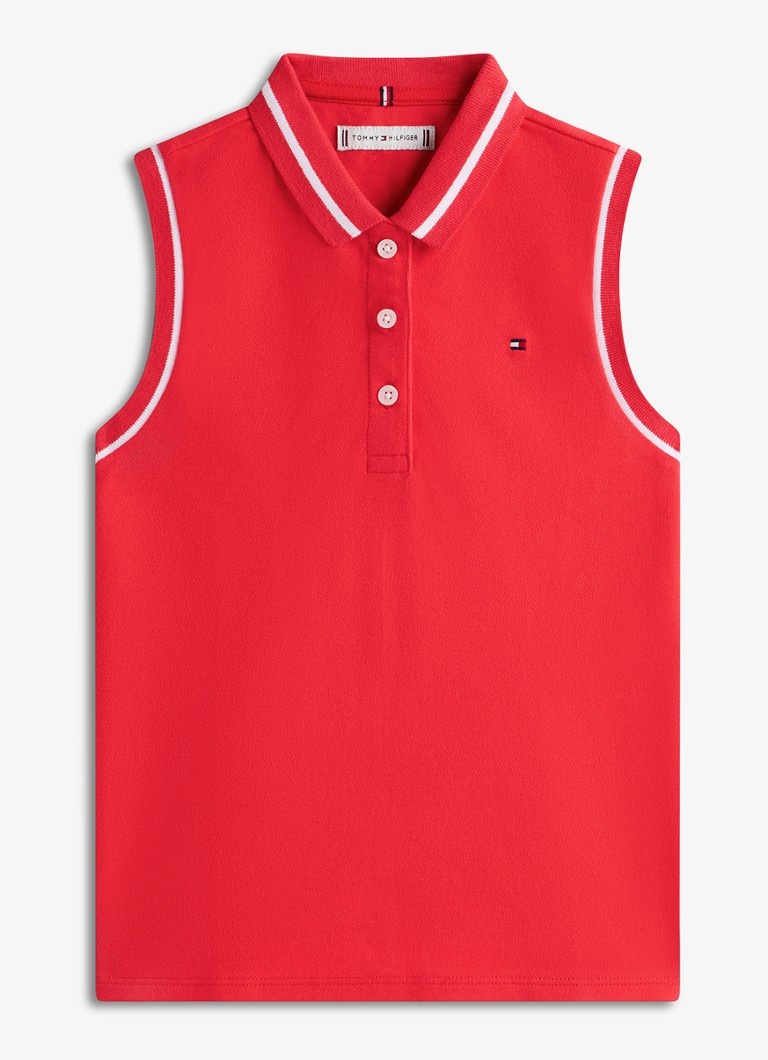 Tommy Hilfiger Jongens Regular fit polo in katoenblend in de kleur Rood
