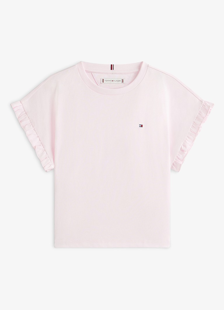 Tommy Hilfiger Meisjes T-shirt met ruches in de kleur Roze