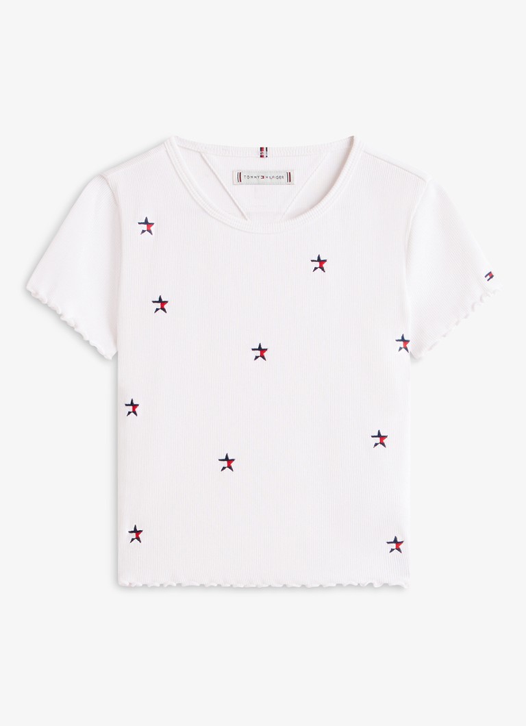 Tommy Hilfiger Meisjes T-shirt met logo in de kleur Wit