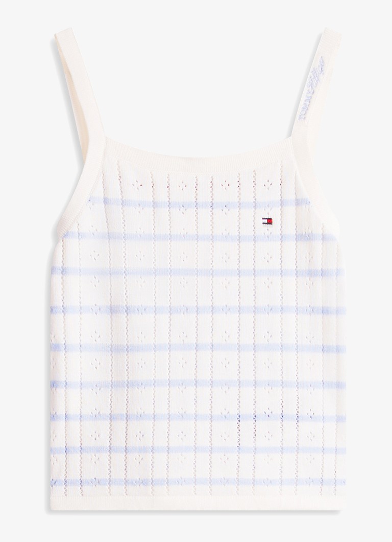 Tommy Hilfiger Meisjes Tanktop met streepprint in de kleur Ivoor