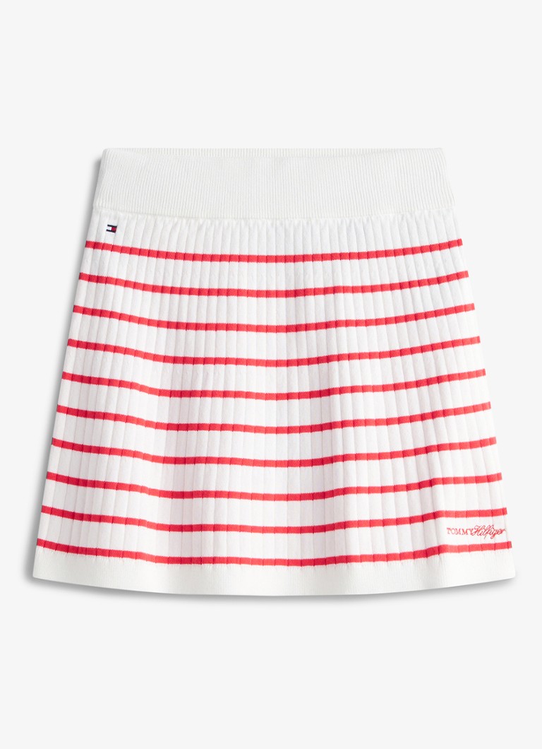 Tommy Hilfiger Meisjes Ribgebreide rok met streepprint in de kleur Rood