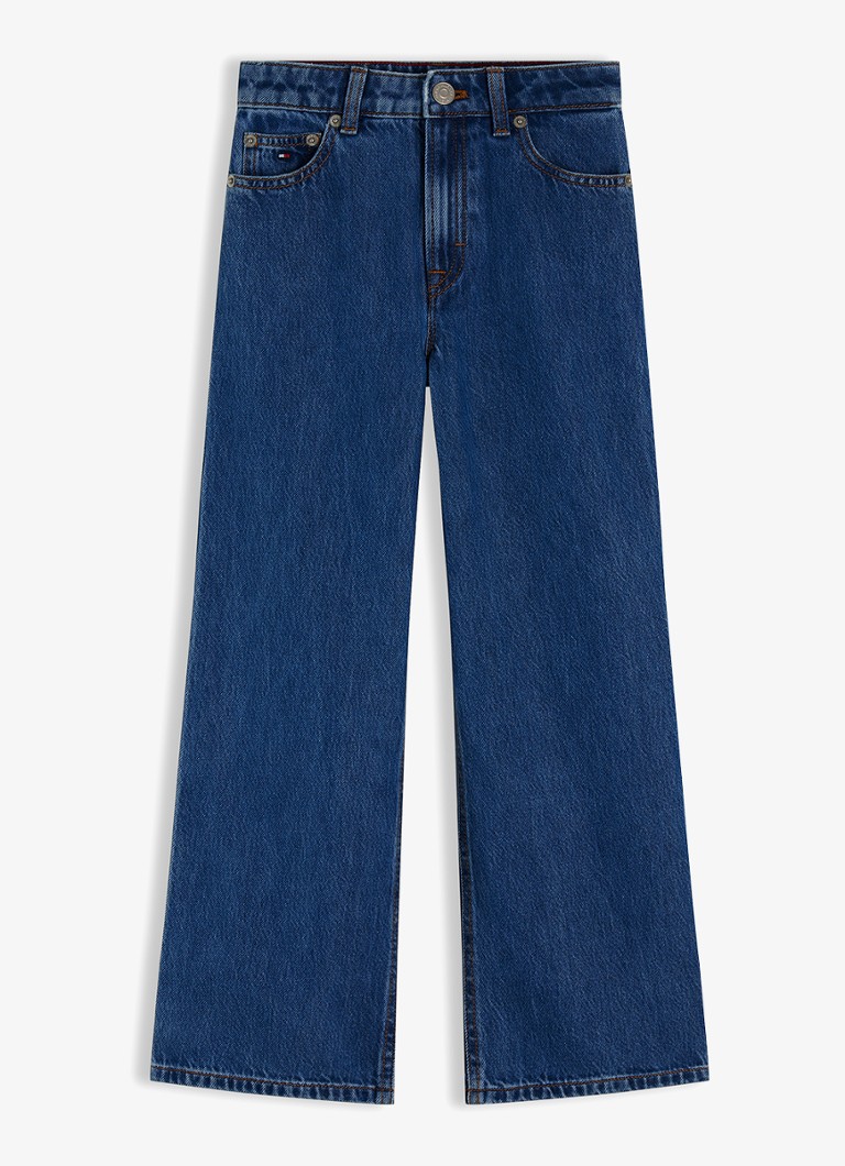 Tommy Hilfiger Meisjes Wide fit jeans met steekzakken in de kleur Denim