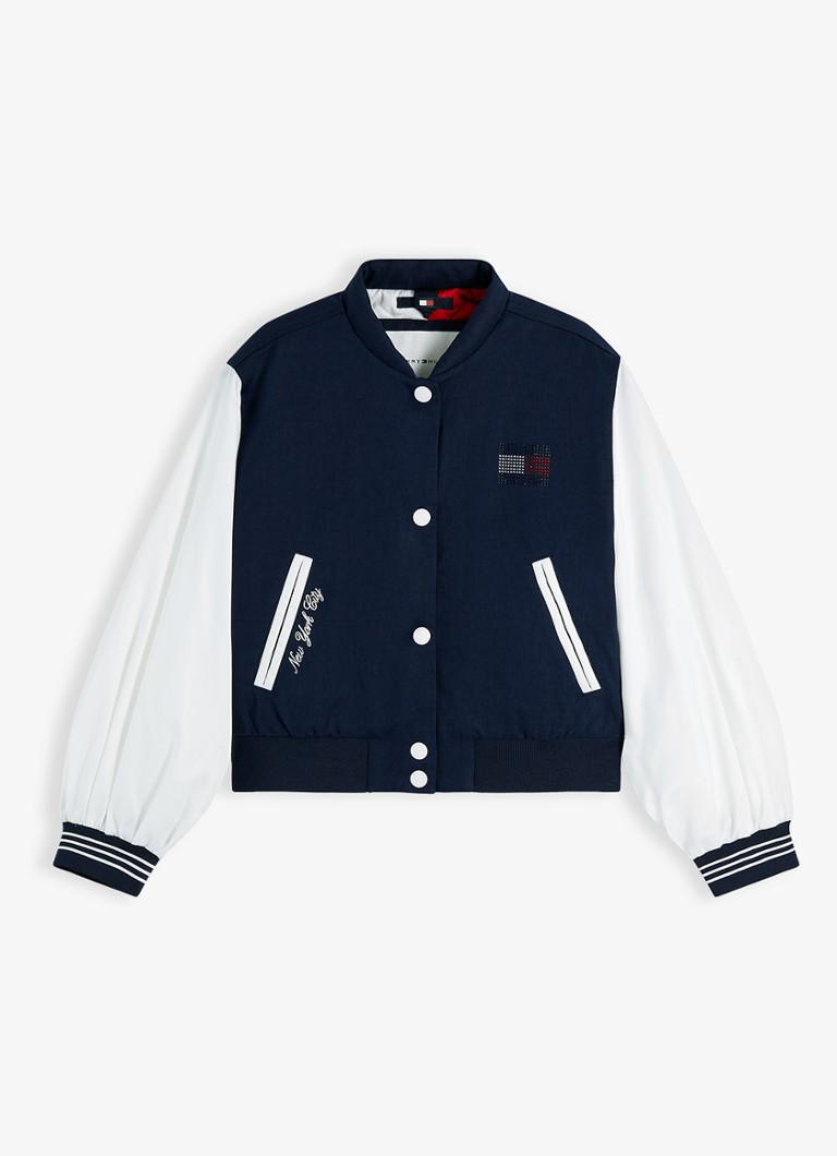 Tommy Hilfiger Jongens Baseball jack met logo in de kleur Donkerblauw