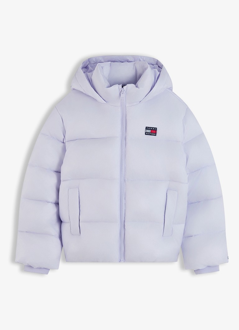 Tommy Hilfiger Meisjes Heritage puffer jas met capuchon in de kleur Lavendel
