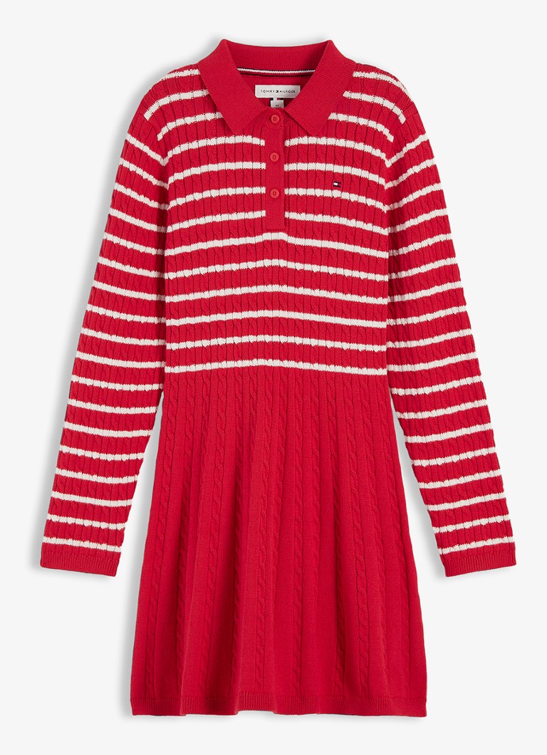 Tommy Hilfiger Meisjes Jurk met streepprint in de kleur Rood