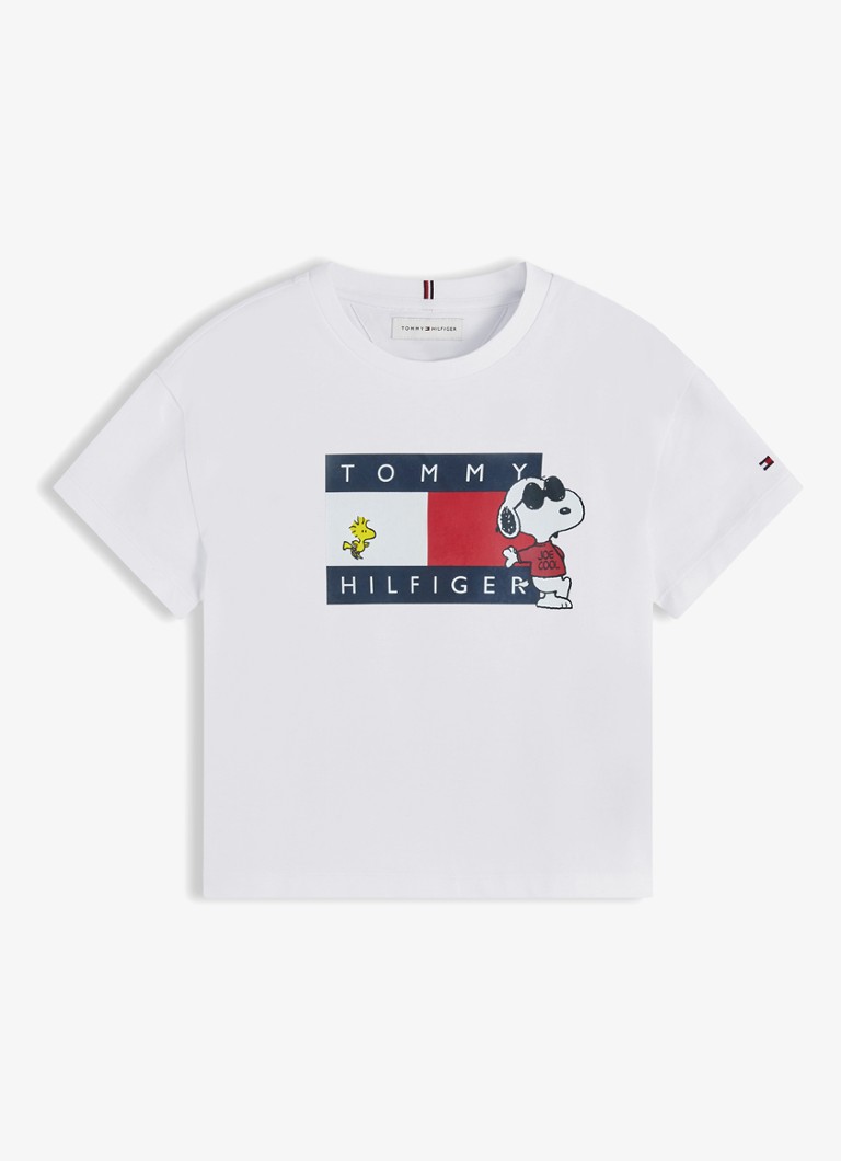 Tommy Hilfiger Meisjes T-shirt met logoprint in de kleur Wit