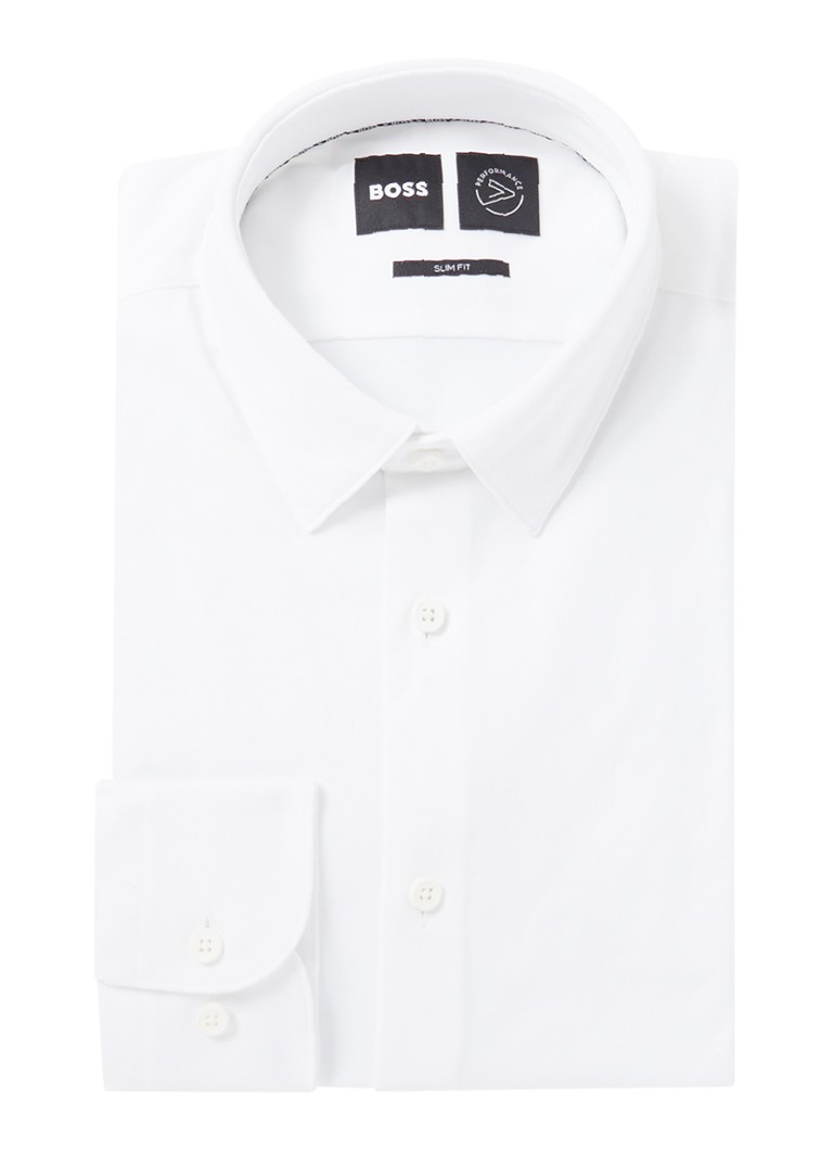 BOSS Heren Hank slim fit overhemd met stretch in de kleur Wit