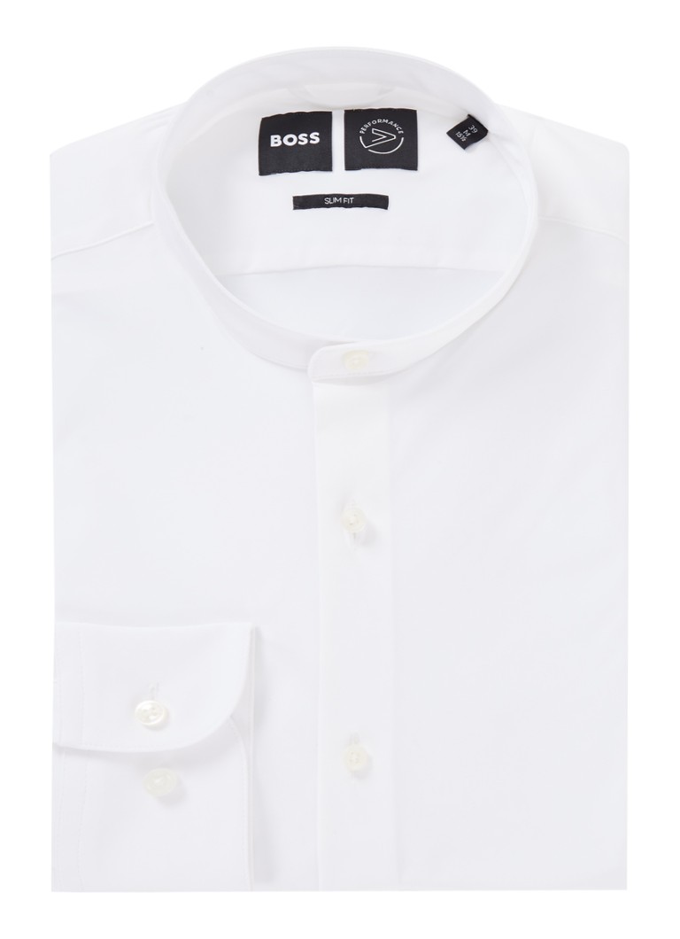BOSS Heren P-Hank slim fit overhemd met stretch in de kleur Wit